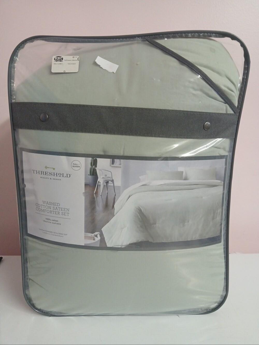 Threshold Washed Cotton Sateen Comforter Set - Sage